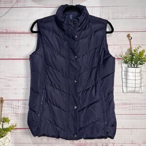 Gap Navy & White Polka Dot Winter Wear Puffer Vest Medium